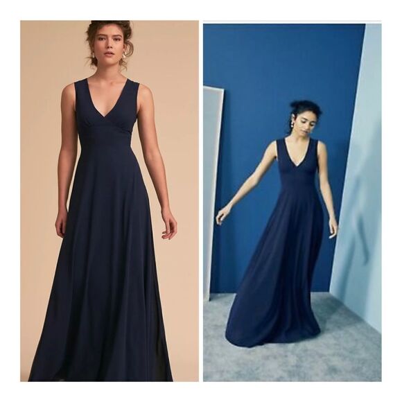 BHLDN Capulet Navy blue chiffon dress size S - Picture 1 of 7